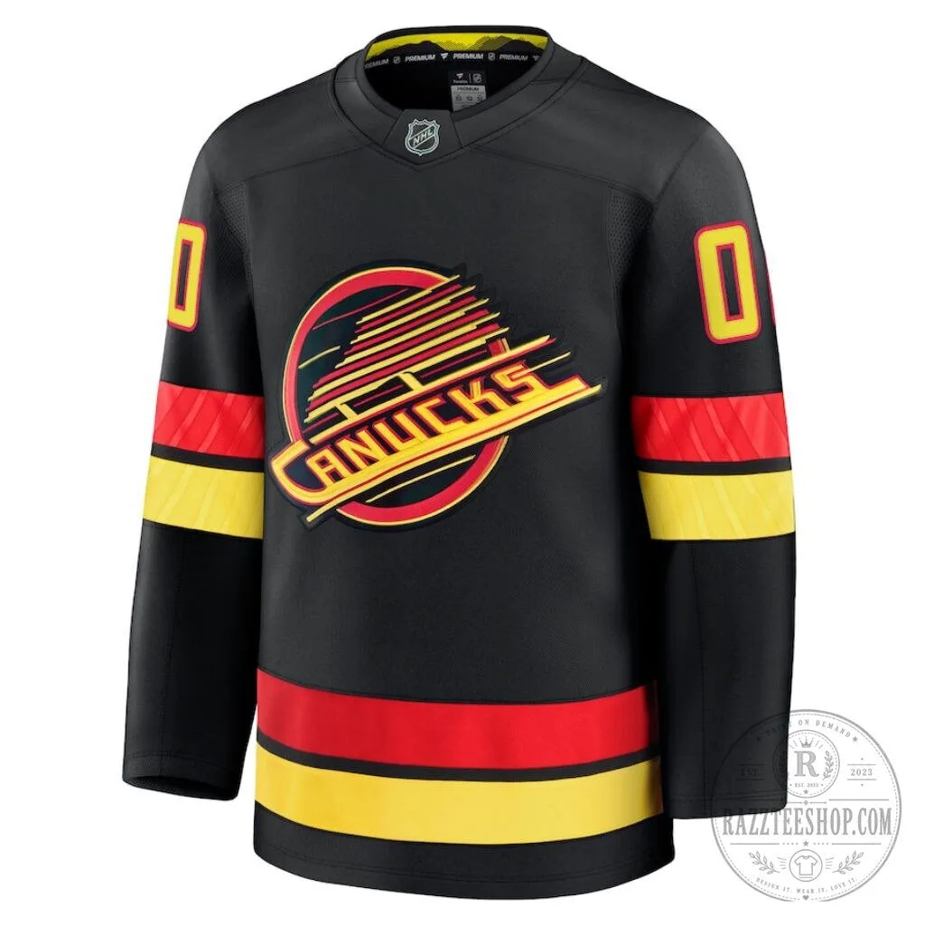 Vancouver Canucks NHL Ice Hockey Premium Custom Fanatics Black Jersey