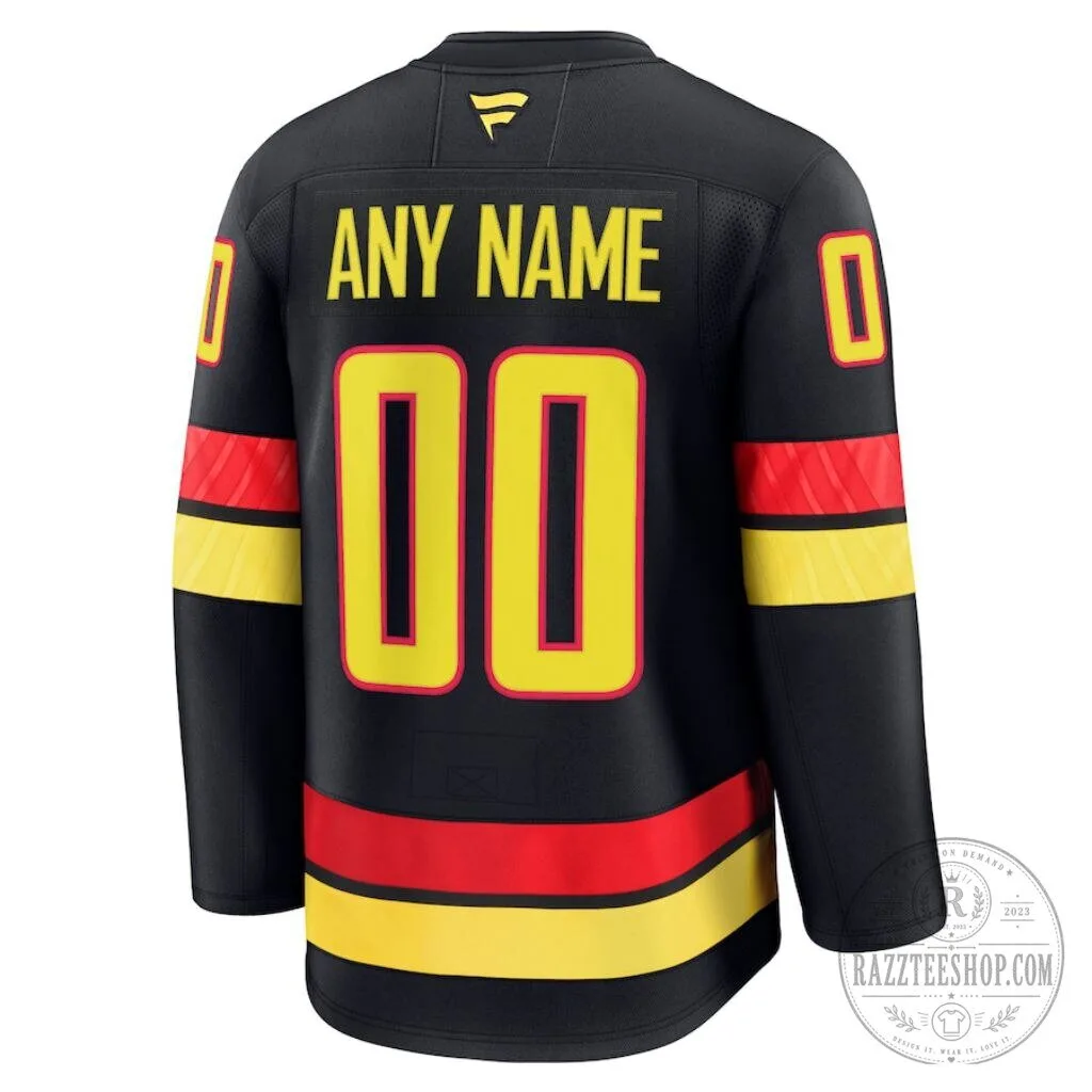 Vancouver Canucks NHL Ice Hockey Premium Custom Fanatics Black Jersey 7 Vancouver Canucks NHL Ice Hockey Premium Custom Fanatics Black Jersey