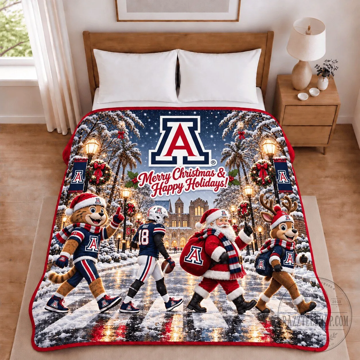 Arizona Wildcats Christmas Football Holiday Blanket