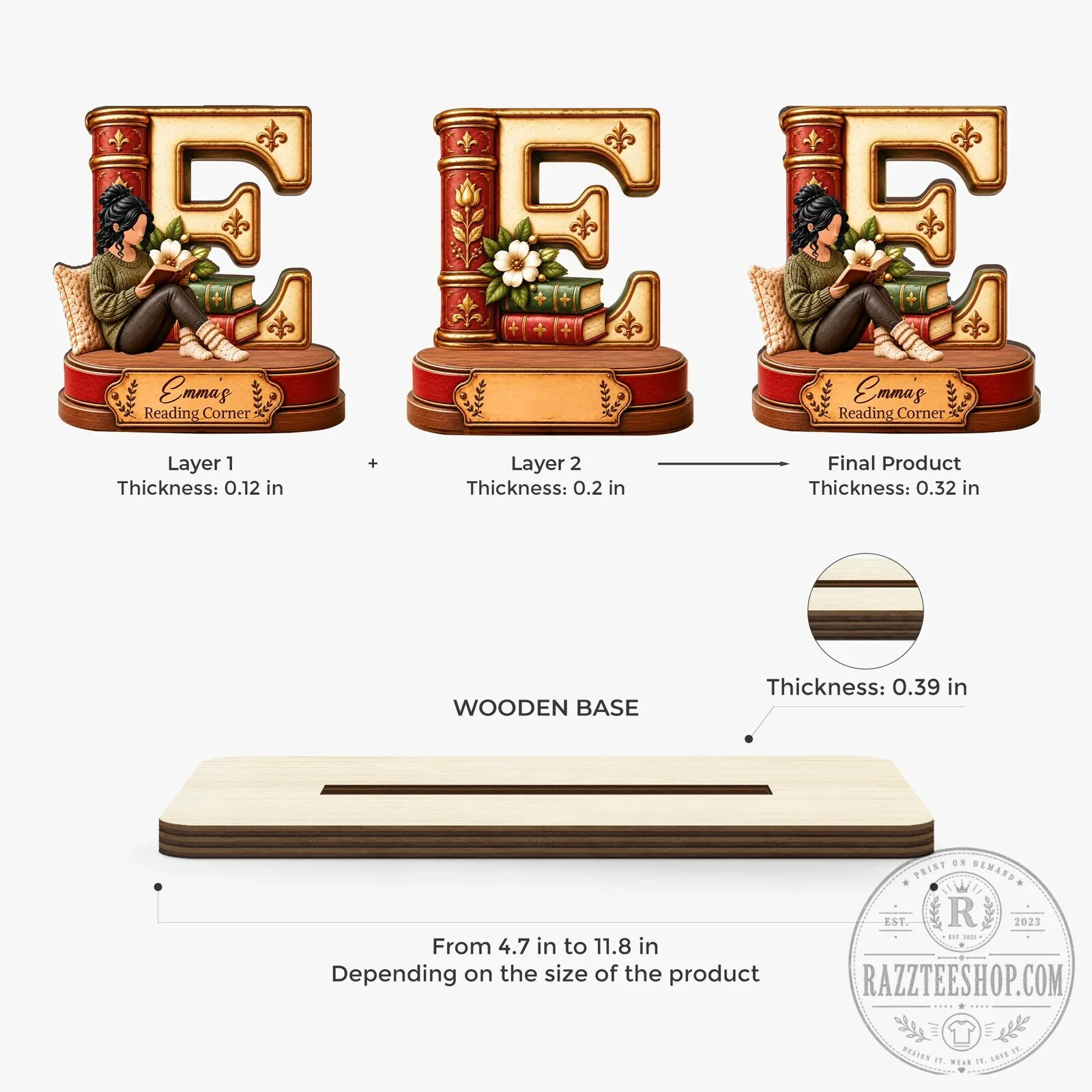 Personalized Initial Reading Corner Plaque with Flat Stand for Book Lovers 11 Personalized Initial Reading Corner Plaque with Flat Stand for Book Lovers