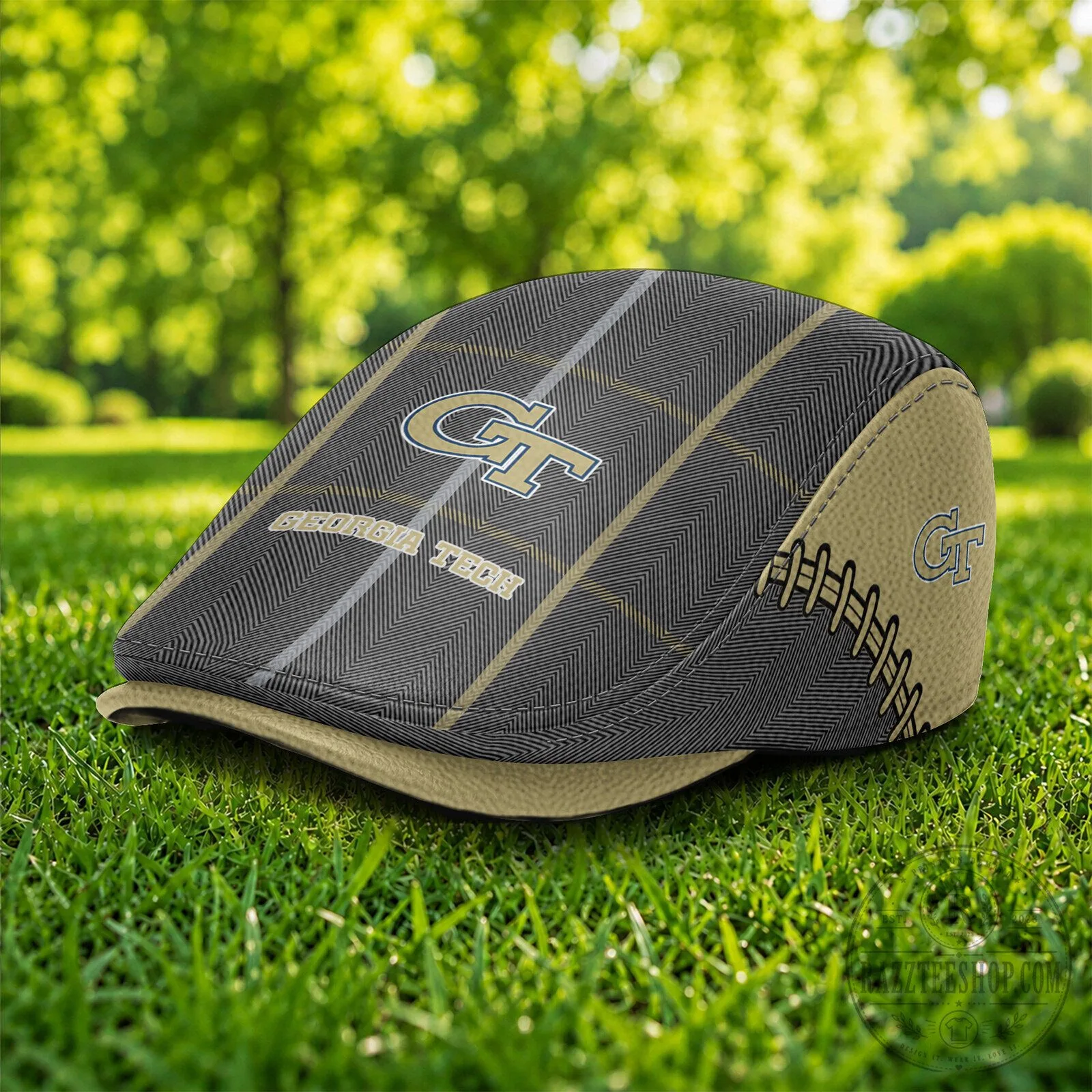 NCAA Flat Cap in Golf Ivy Style Featuring Georgia Tech Yellow Jackets Design
