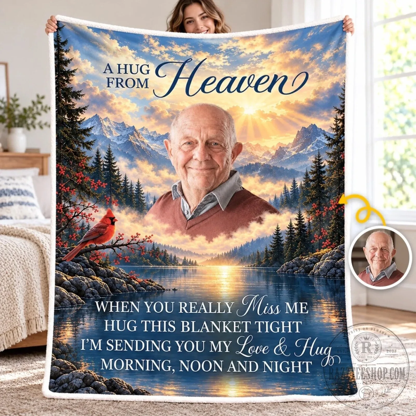 Custom Photo Memorial Sympathy Gift Blanket A Hug From Heaven 1 Custom Photo Memorial Sympathy Gift Blanket A Hug From Heaven