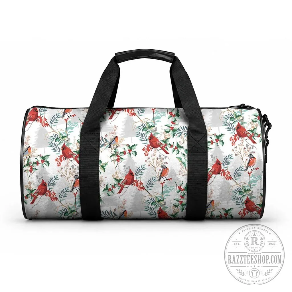 Christmas Cardinal Birds Winter Holiday Pattern Duffle Bag