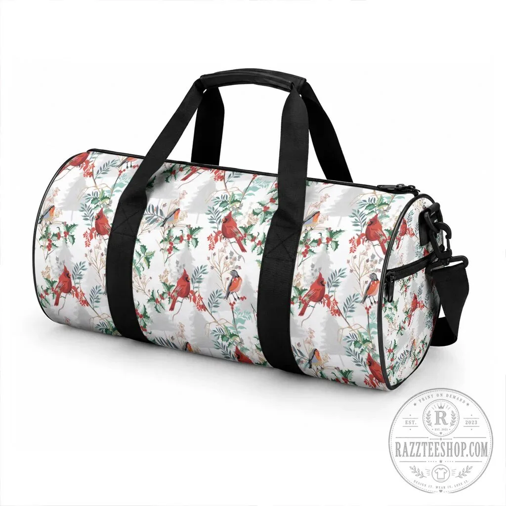 Christmas Cardinal Birds Winter Holiday Pattern Duffle Bag 9 Christmas Cardinal Birds Winter Holiday Pattern Duffle Bag
