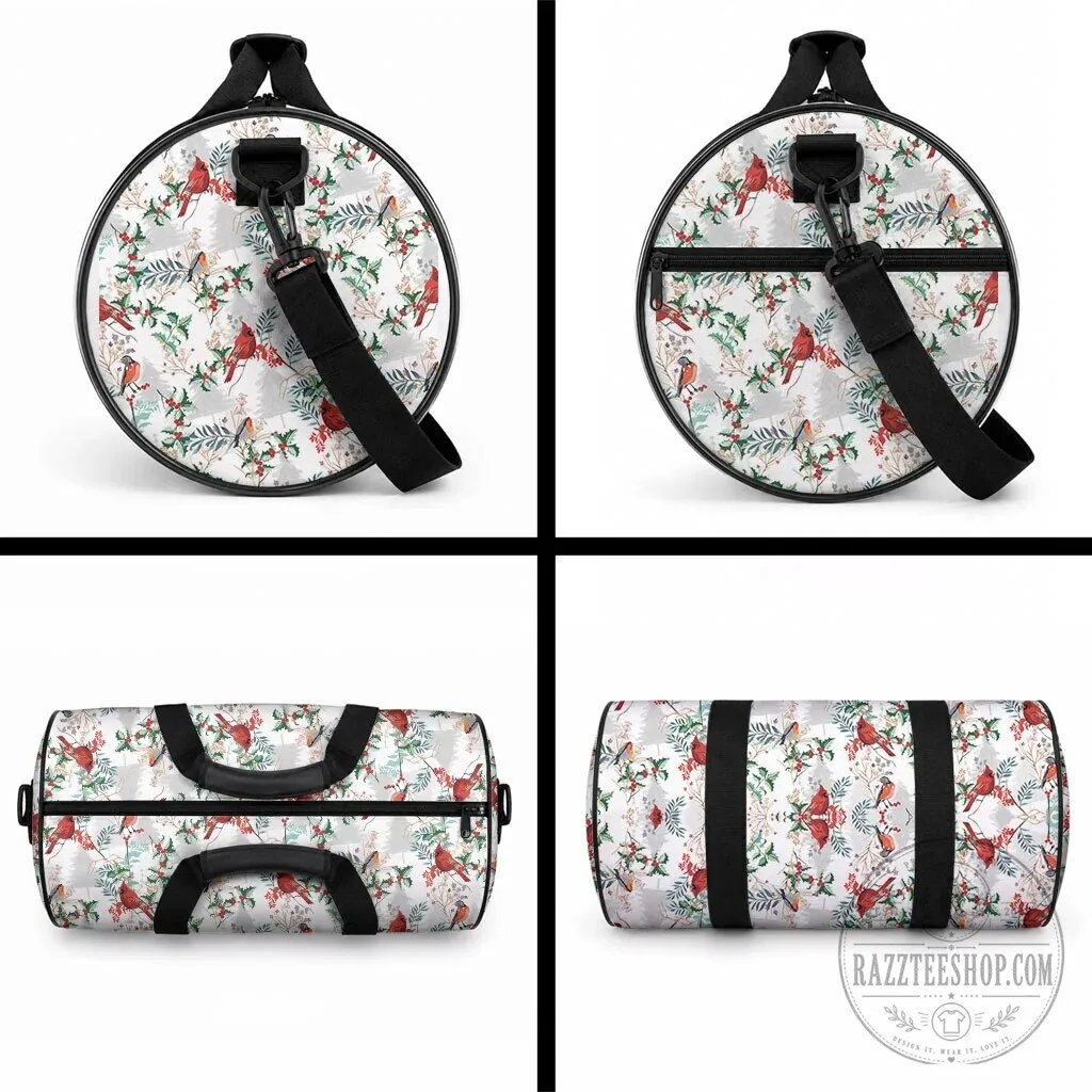 Christmas Cardinal Birds Winter Holiday Pattern Duffle Bag 11 Christmas Cardinal Birds Winter Holiday Pattern Duffle Bag