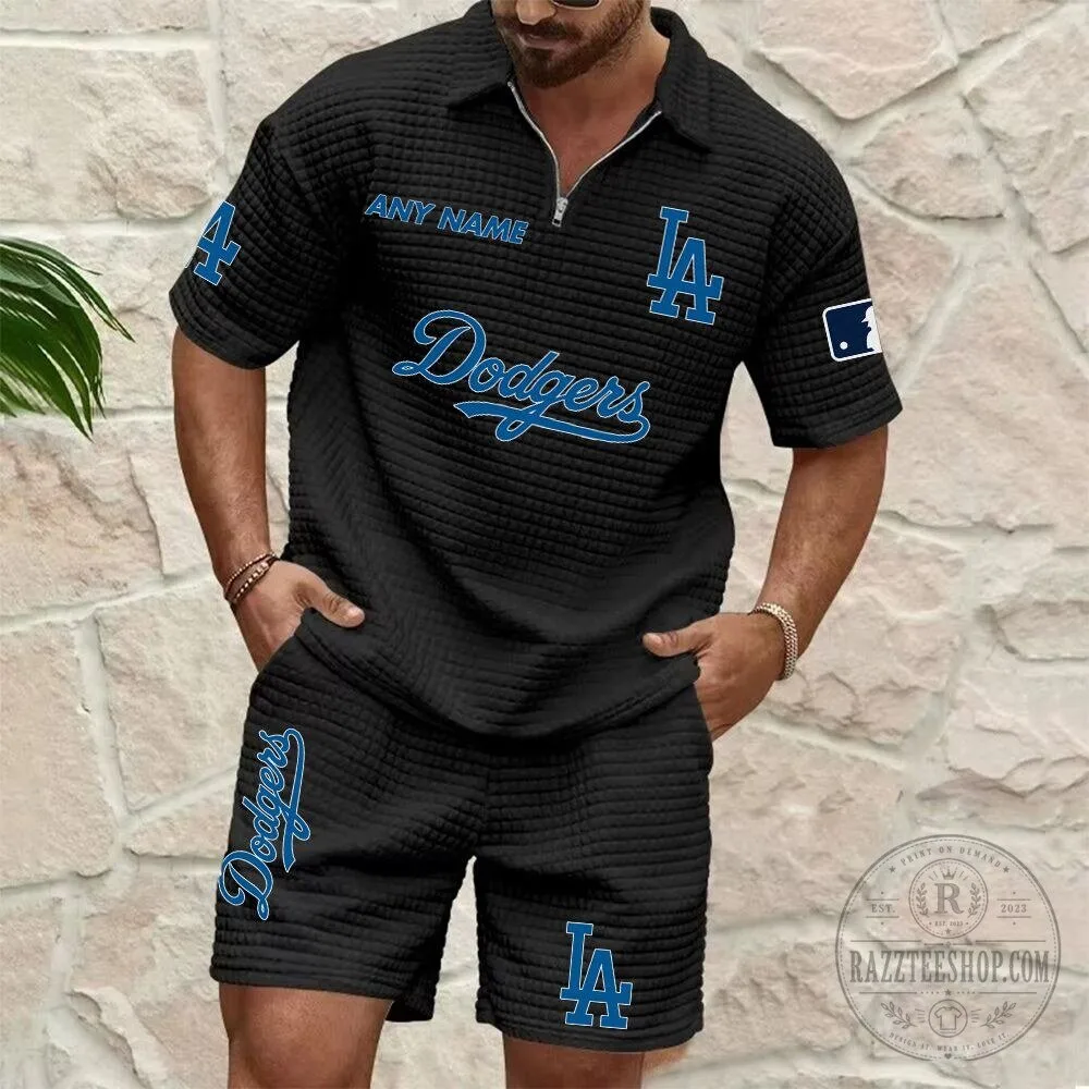 Los Angeles Dodgers Personalized Name White Waffle Knit Zip Polo Shirt 10 Los Angeles Dodgers Personalized Name White Waffle Knit Zip Polo Shirt
