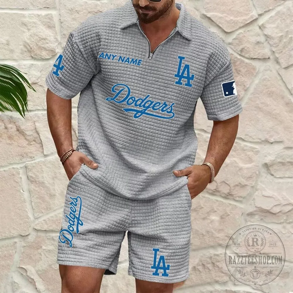 Los Angeles Dodgers Personalized Name White Waffle Knit Zip Polo Shirt 11 Los Angeles Dodgers Personalized Name White Waffle Knit Zip Polo Shirt
