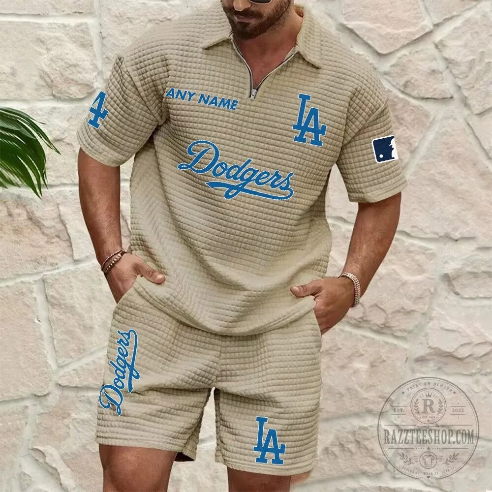 Los Angeles Dodgers Personalized Name White Waffle Knit Zip Polo Shirt 13 Los Angeles Dodgers Personalized Name White Waffle Knit Zip Polo Shirt