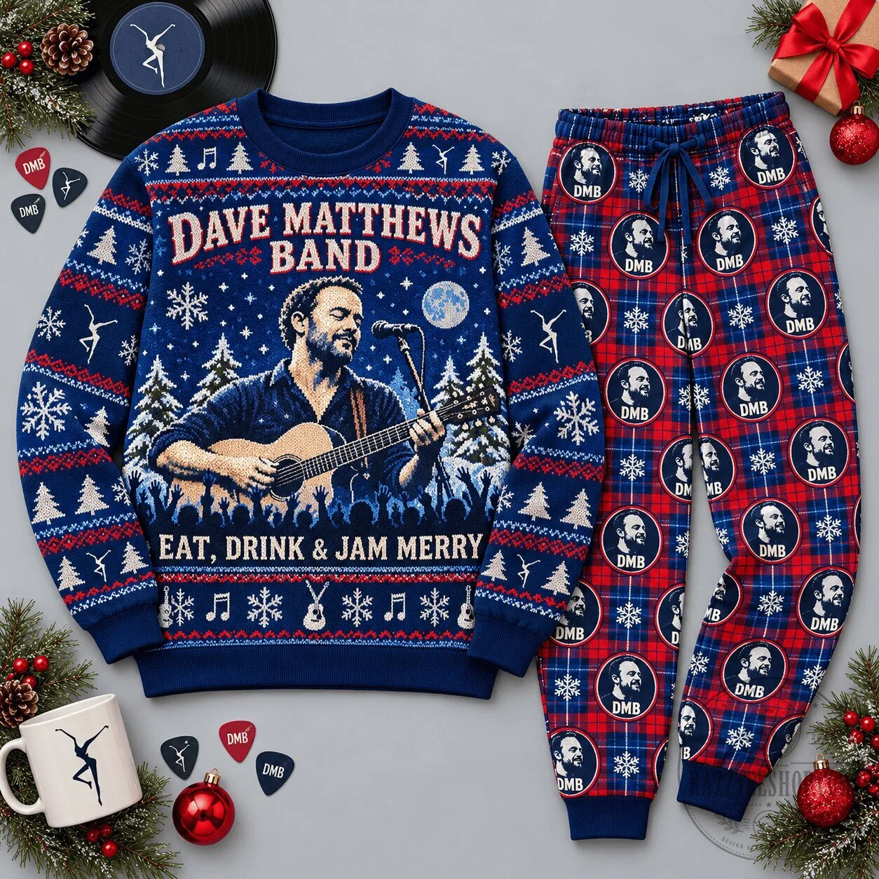 Dave Matthews Band Ugly Christmas Sweater and Pajamas Set