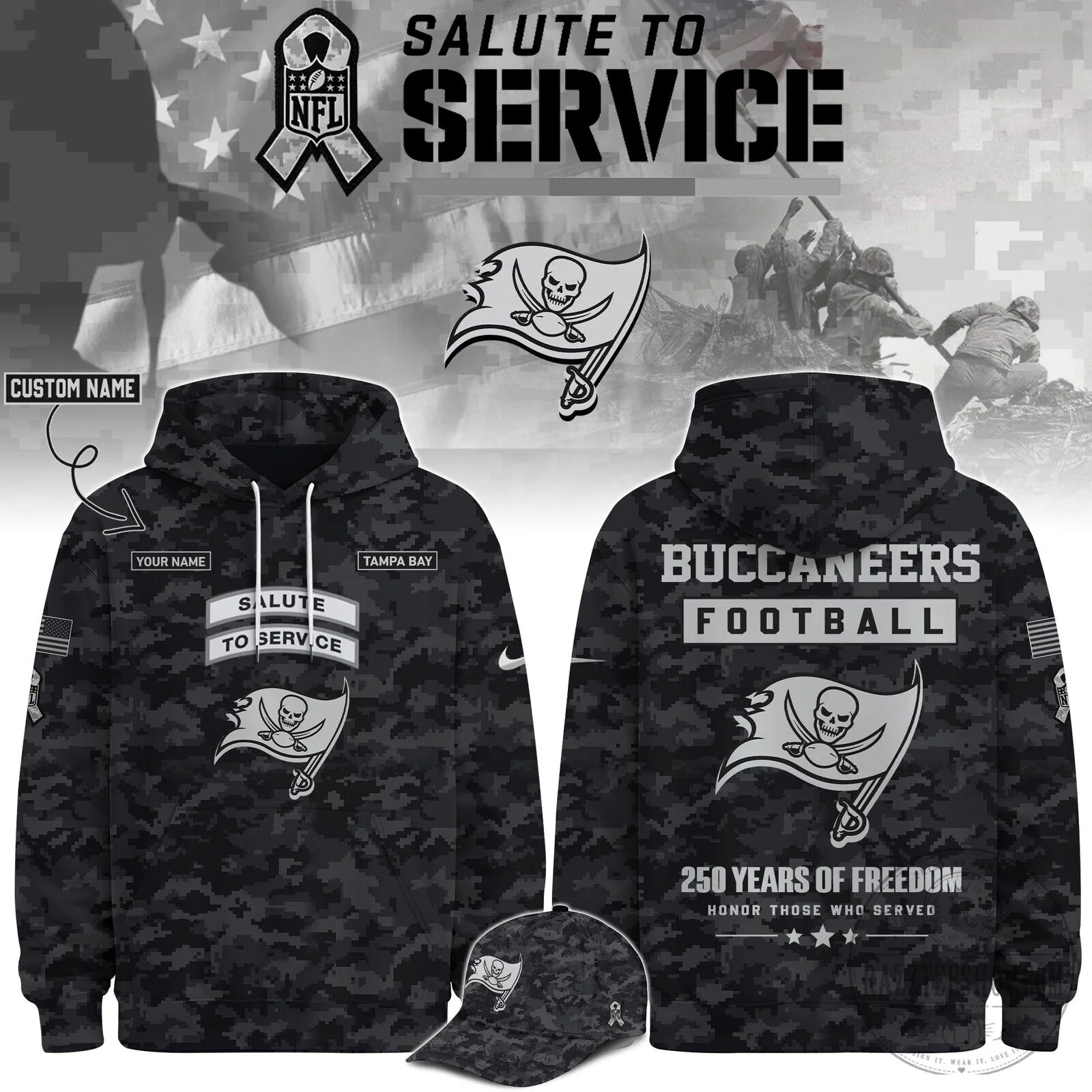 Salute To Service Veterans Day Hoodie for Tampa Bay Buccaneers Fans