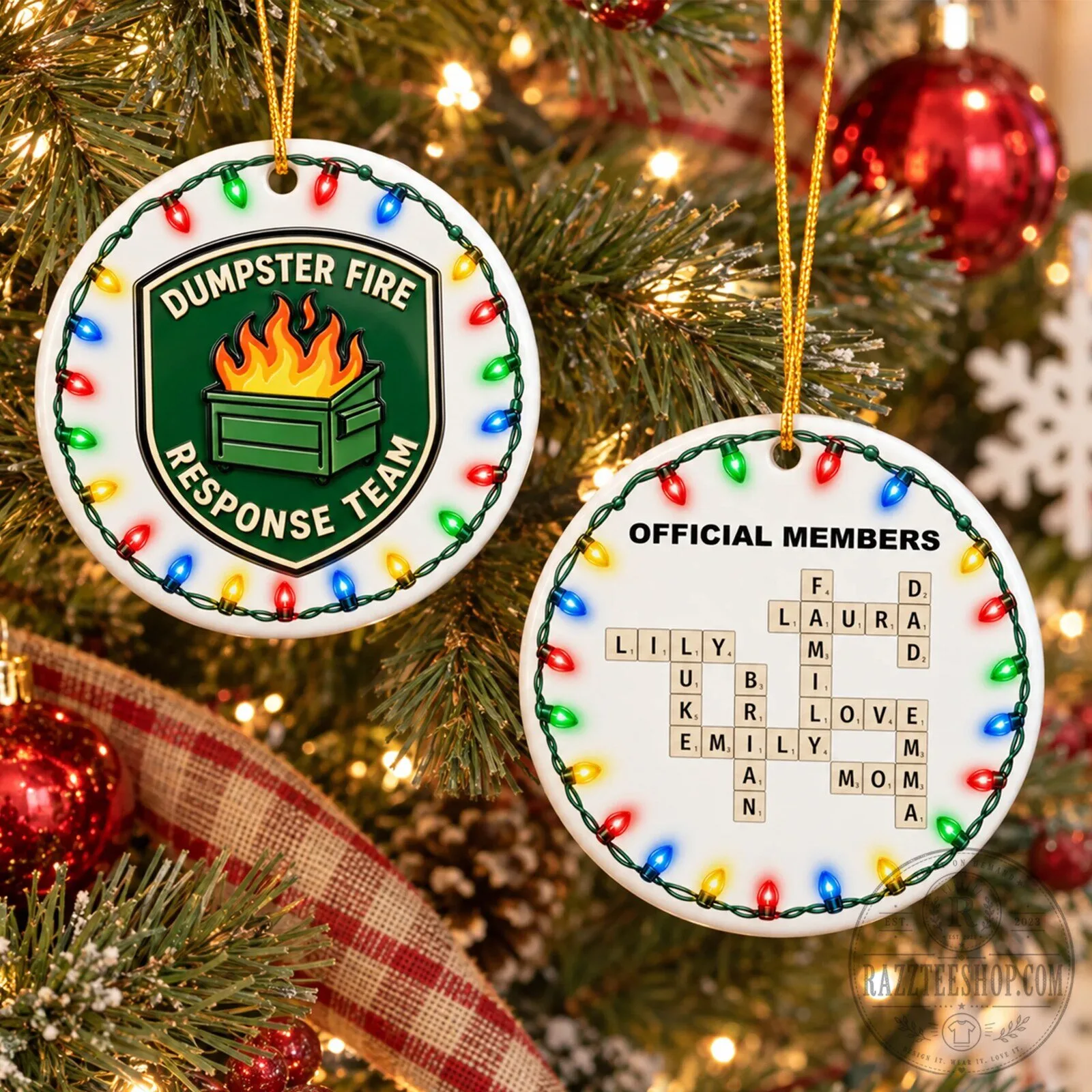 Dumpster Fire Response Team Personalized Christmas Tree Ornament 2 Dumpster Fire Response Team Personalized Christmas Tree Ornament