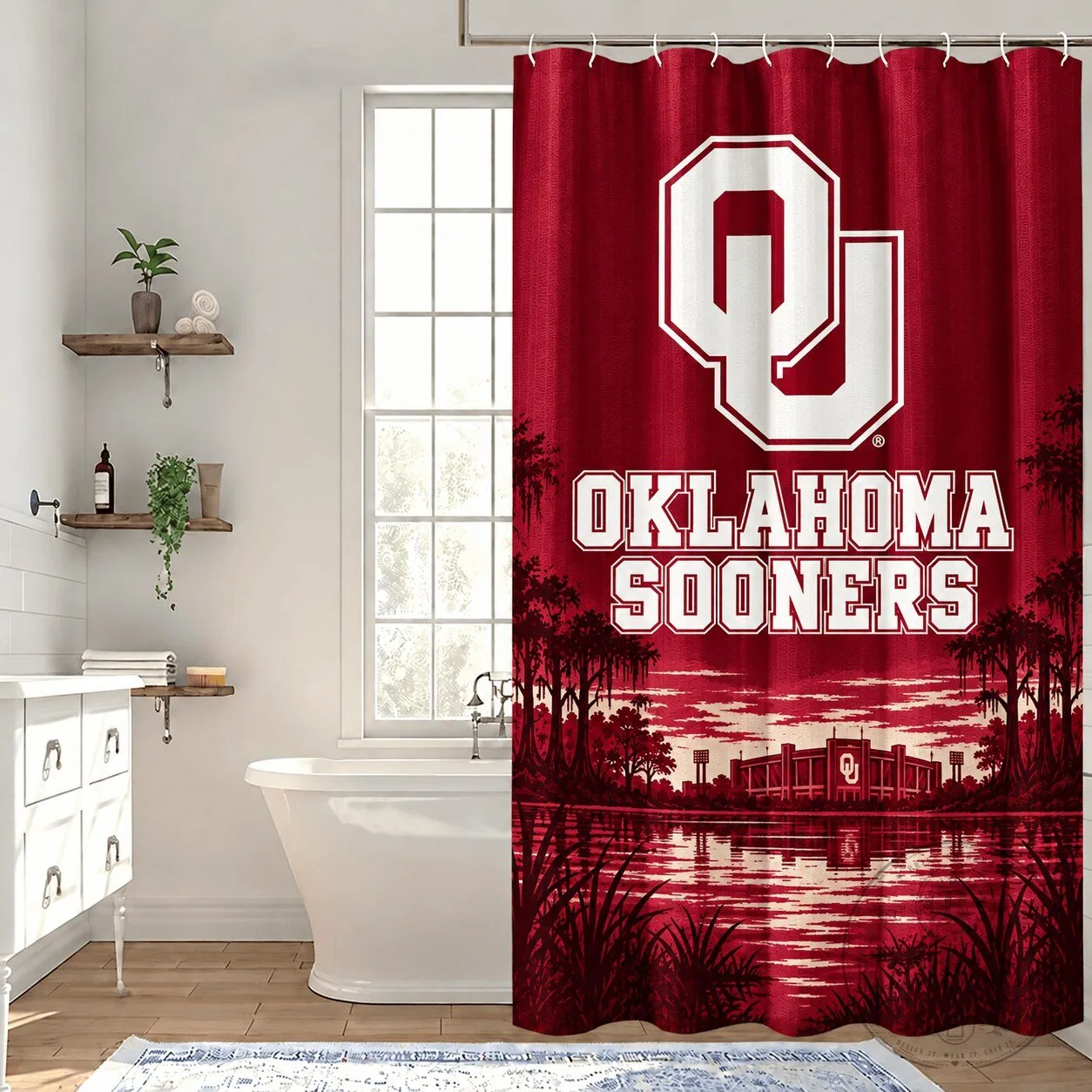 Oklahoma Sooners Football Team Stadium View Shower Curtain 1 Oklahoma Sooners Football Team Stadium View Shower Curtain