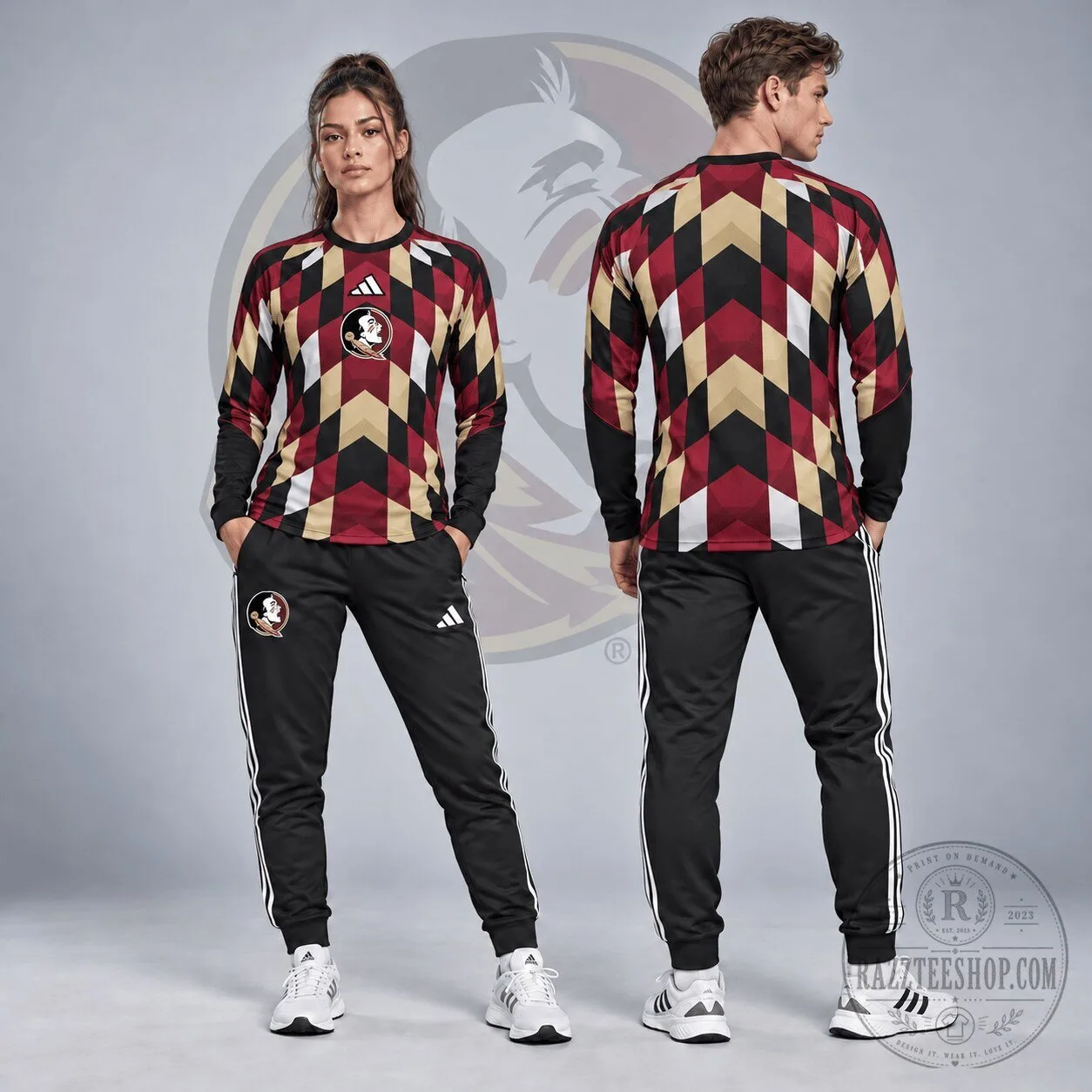 Florida State Seminoles Diamond Chevron Pattern Performance Long Sleeve Shirt
