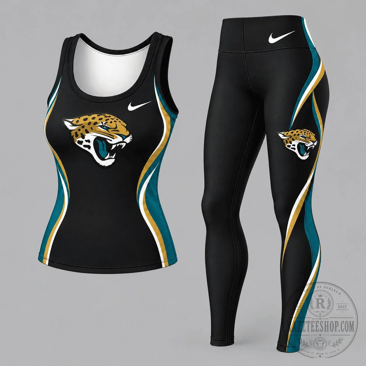 Jacksonville Jaguars Women's Black Dynamic Curve Tank Top and Leggings Set