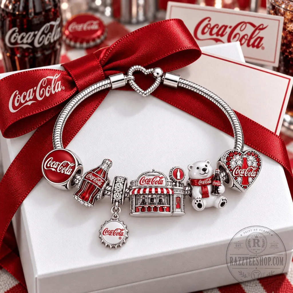 Coca-Cola Holiday Charm Bracelet with Polar Bear and Bottle Cap Charms Coca-Cola Holiday Charm Bracelet with Polar Bear and Bottle Cap Charms