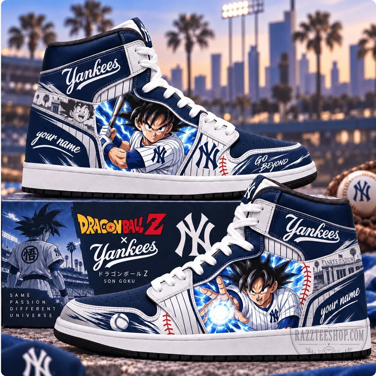 New York Yankees MLB Baseball Son Goku Dragon Ball Z Personalized High-Top Shoes
