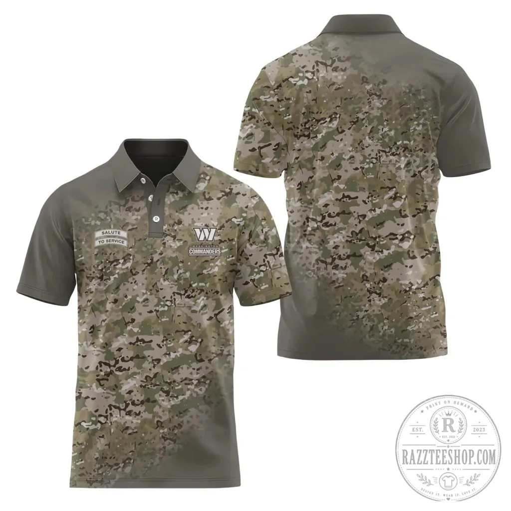 Camouflage Polo Shirt for Salute To Service by Washington Commanders Camouflage Polo Shirt for Salute To Service by Washington Commanders