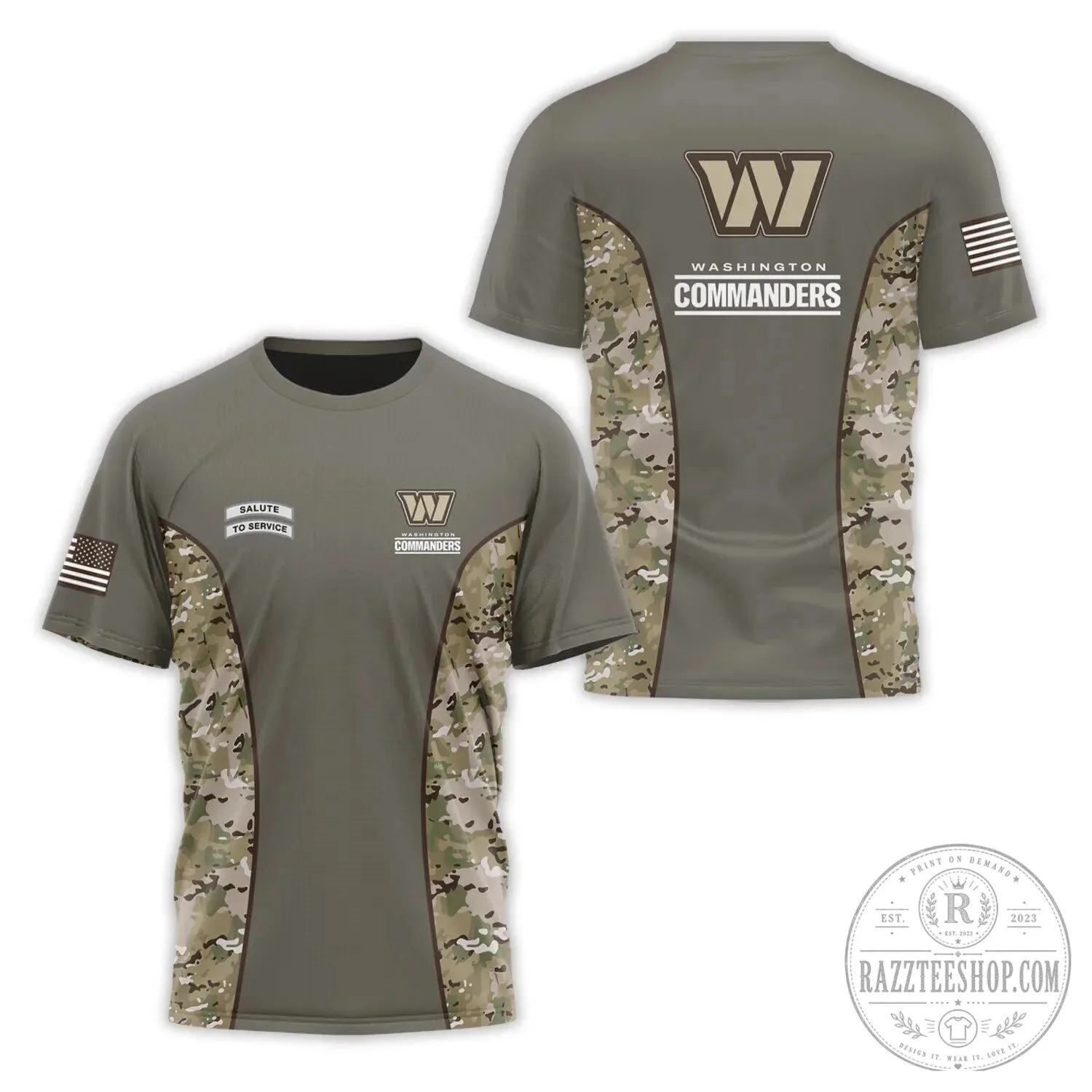 Washington Commanders Salute To Service Camouflage T-Shirt