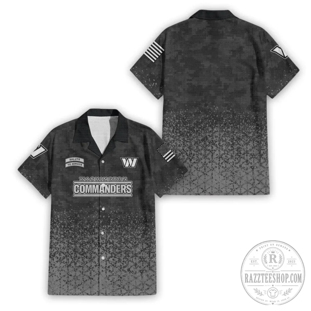 Hawaiian Shirt in Black Digital Camo for Washington Commanders Salute To Service Hawaiian Shirt in Black Digital Camo for Washington Commanders Salute To Service