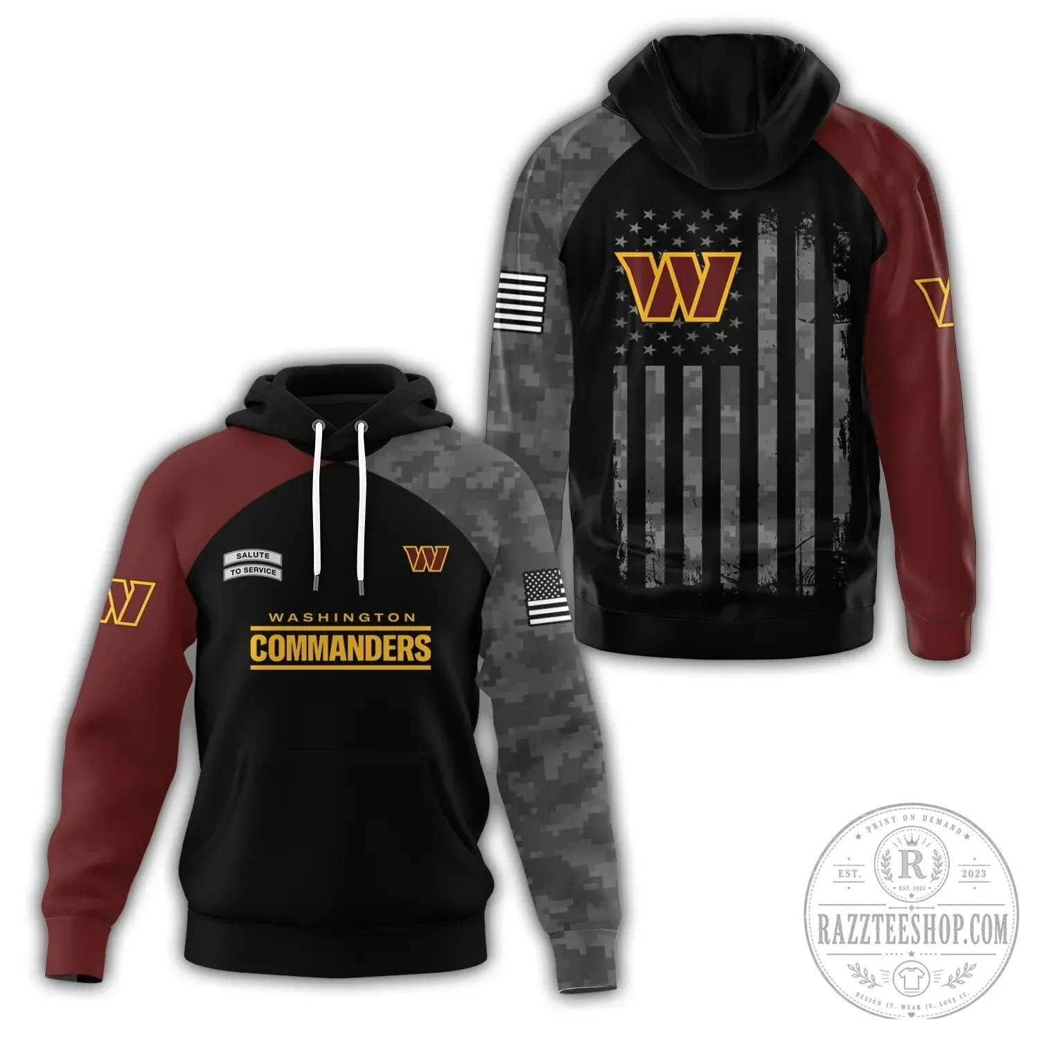 Digital Camouflage Hoodie for Washington Commanders' Salute to Service