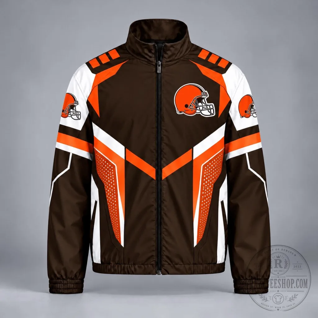 Cleveland Browns NFL Football Team Logo Full-Zip Jacket for Men Cleveland Browns NFL Football Team Logo Full-Zip Jacket for Men