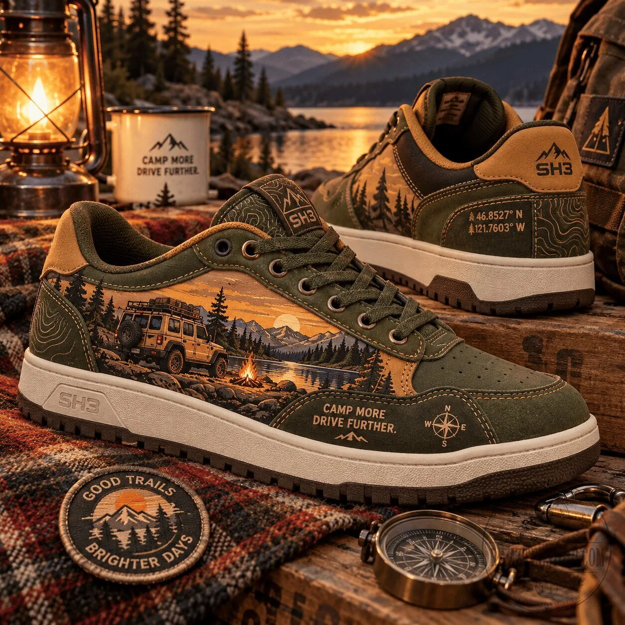 Jeep Campfire Mountain Sunset Low-Top Sneakers