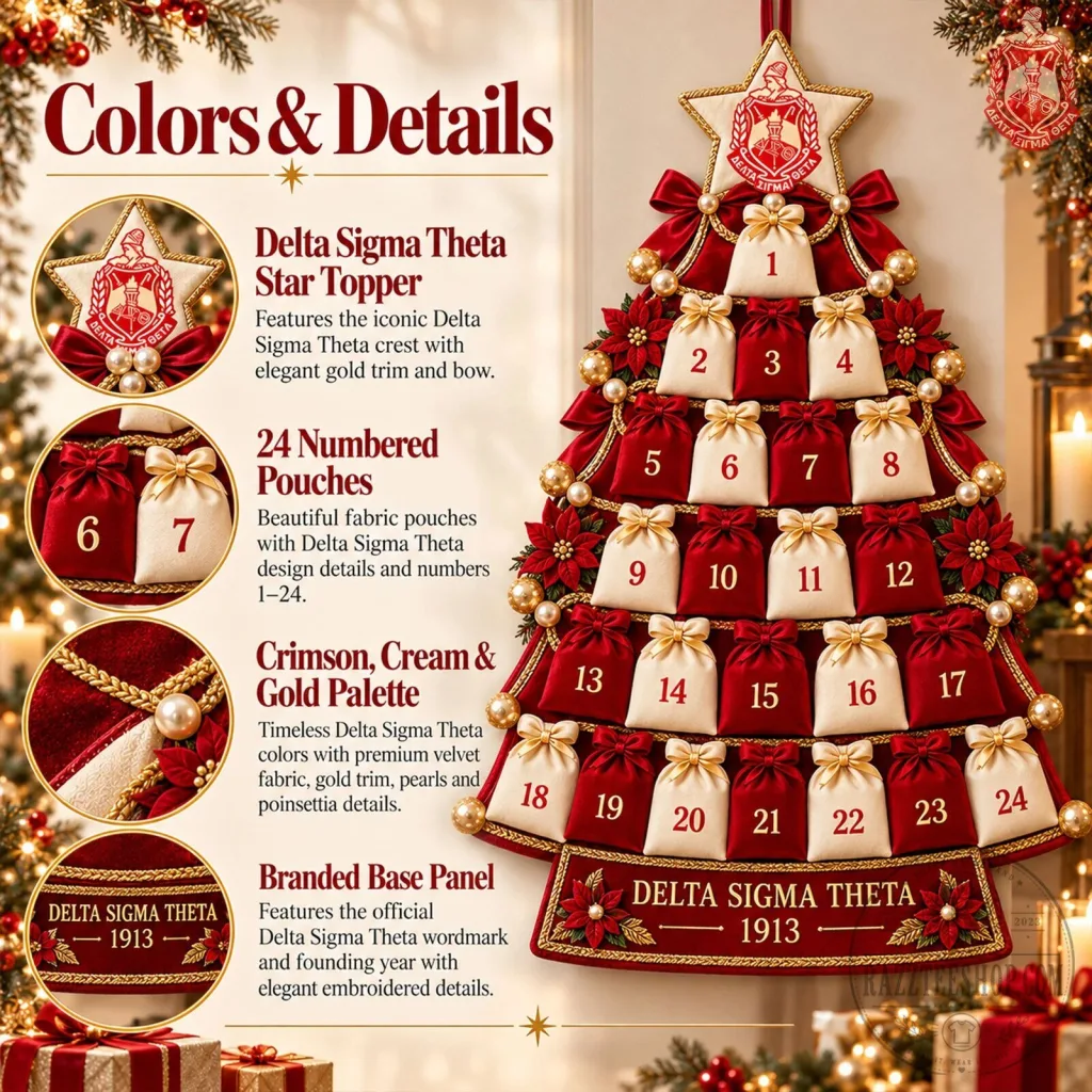 Delta Sigma Theta Sorority Christmas Tree Advent Calendar with 24 Pouches Delta Sigma Theta Sorority Christmas Tree Advent Calendar with 24 Pouches