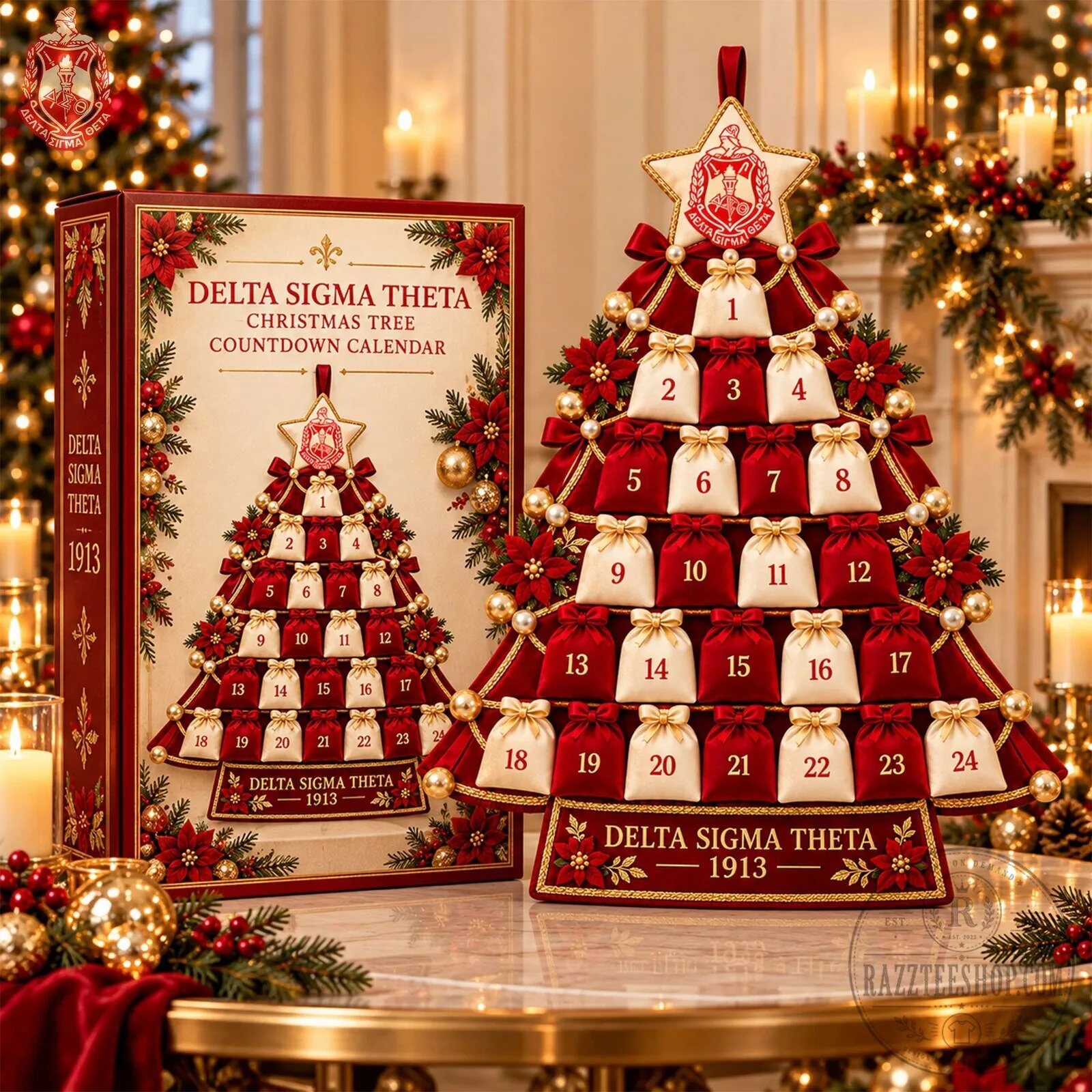 Delta Sigma Theta Sorority Christmas Tree Advent Calendar with 24 Pouches 8 Delta Sigma Theta Sorority Christmas Tree Advent Calendar with 24 Pouches