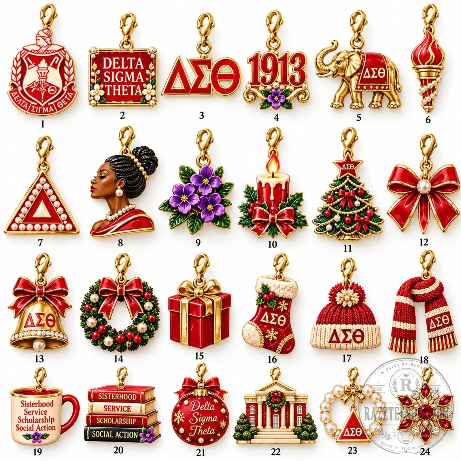 Delta Sigma Theta Sorority Christmas Tree Advent Calendar with 24 Pouches 9 Delta Sigma Theta Sorority Christmas Tree Advent Calendar with 24 Pouches