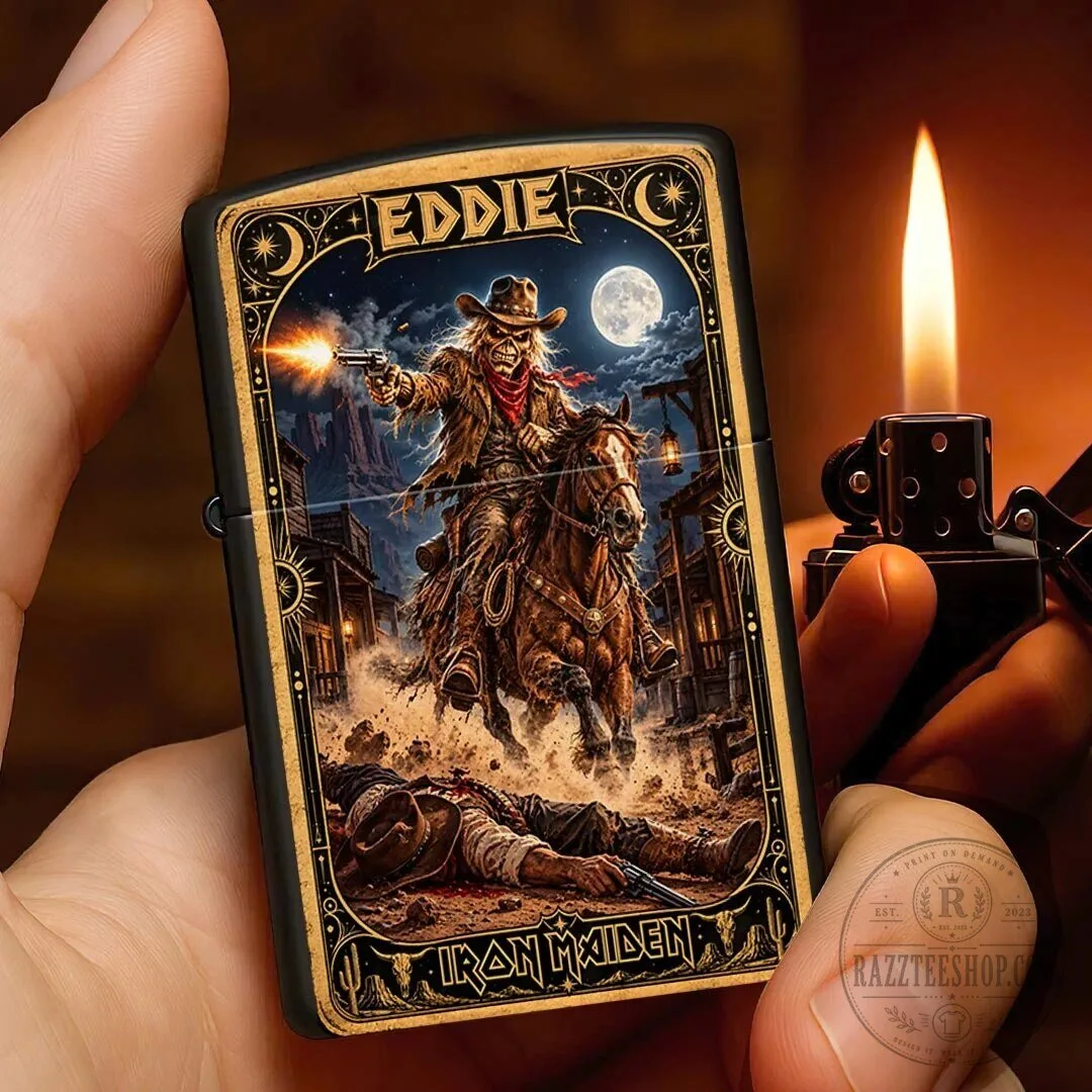 Iron Maiden Eddie The Trooper Cowboy Western Zippo Lighter 1 Iron Maiden Eddie The Trooper Cowboy Western Zippo Lighter