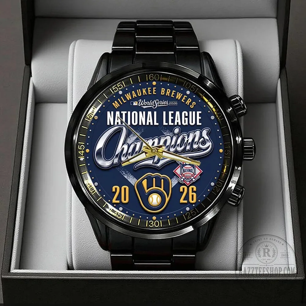 Milwaukee Brewers 2026 National League Champions Black Stainless Steel Watch