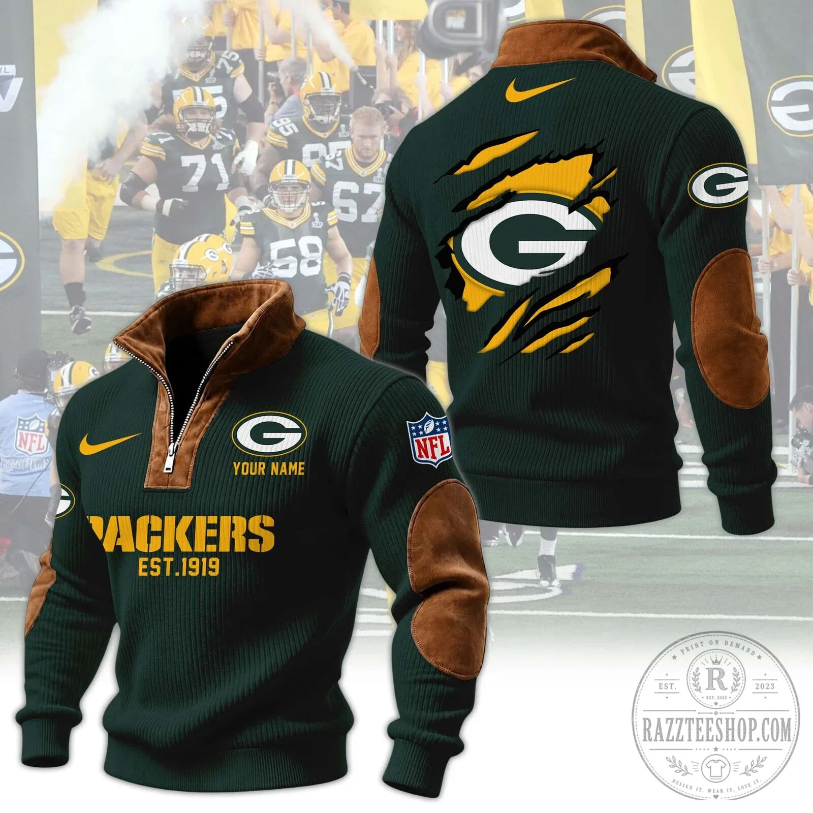 Green Bay Packers Heritage Quarter-Zip Pullover Sweatshirt