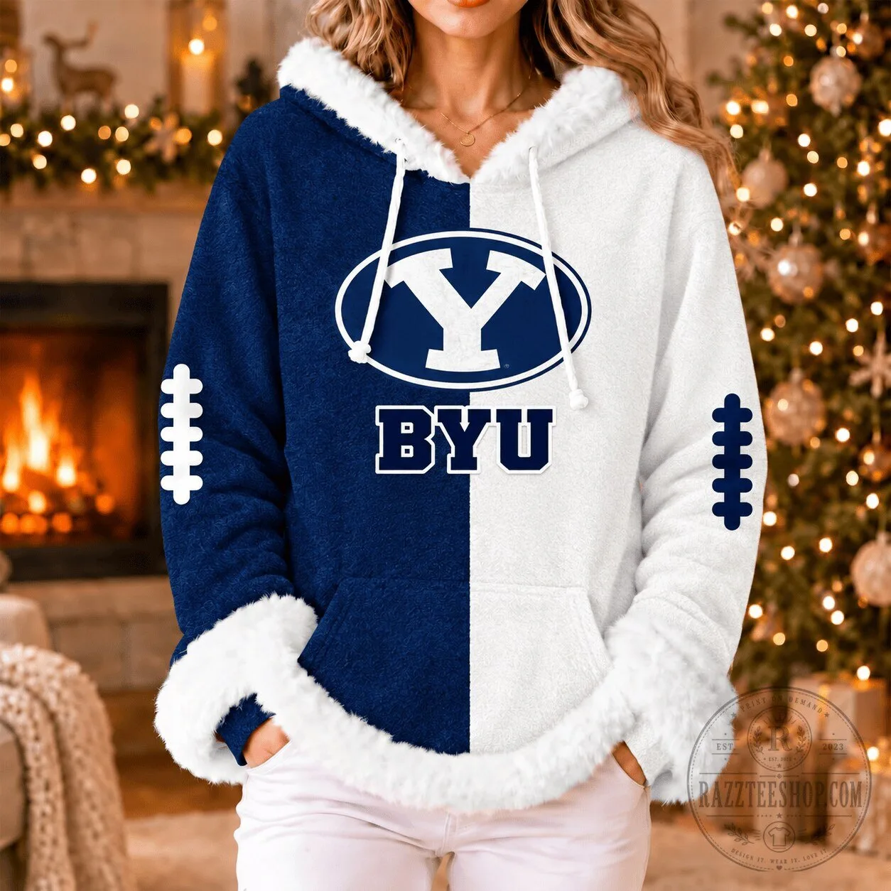 Brigham Young University Cougars Two Tone Football Fleece Hoodie