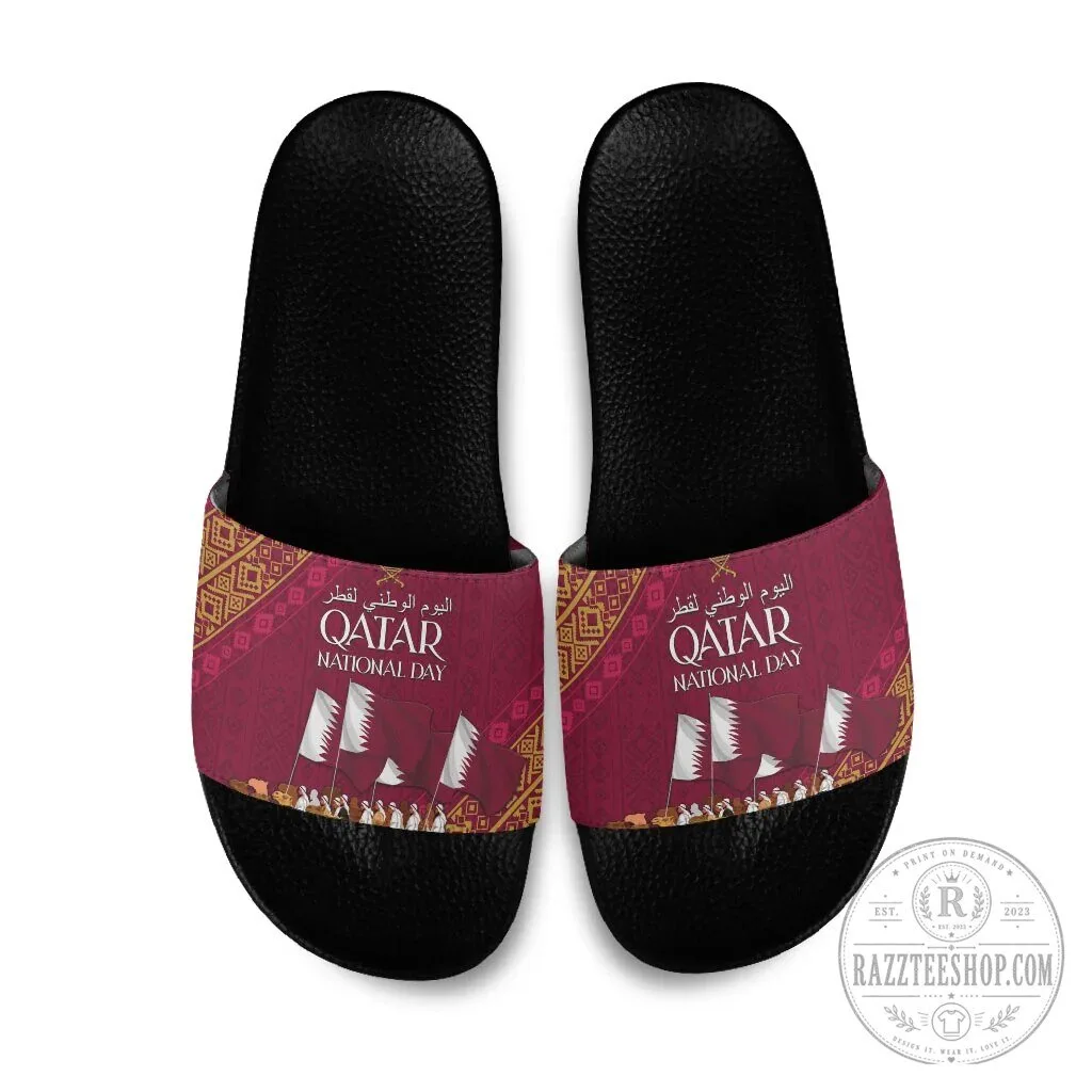 Qatar National Day Celebration Arabian Peninsula Camel Parade Slide Sandals