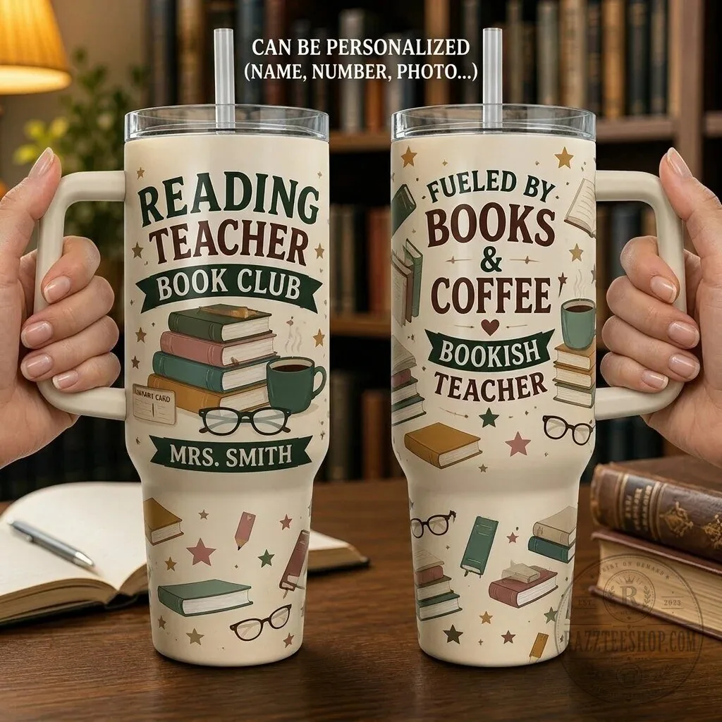 Personalized Reading Teacher Book Club Fueled By Books Coffee Tumbler
