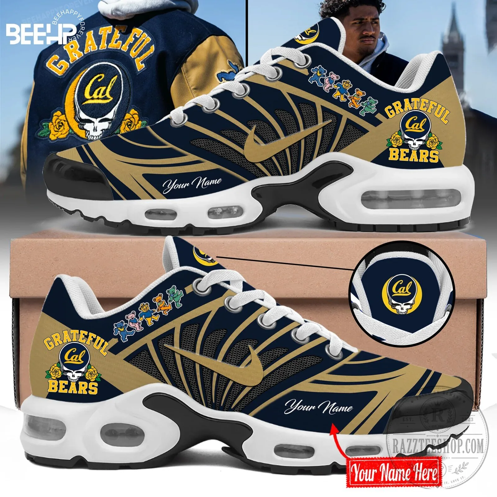 California Golden Bears Football Grateful Dead Custom Name Sneakers 5 California Golden Bears Football Grateful Dead Custom Name Sneakers