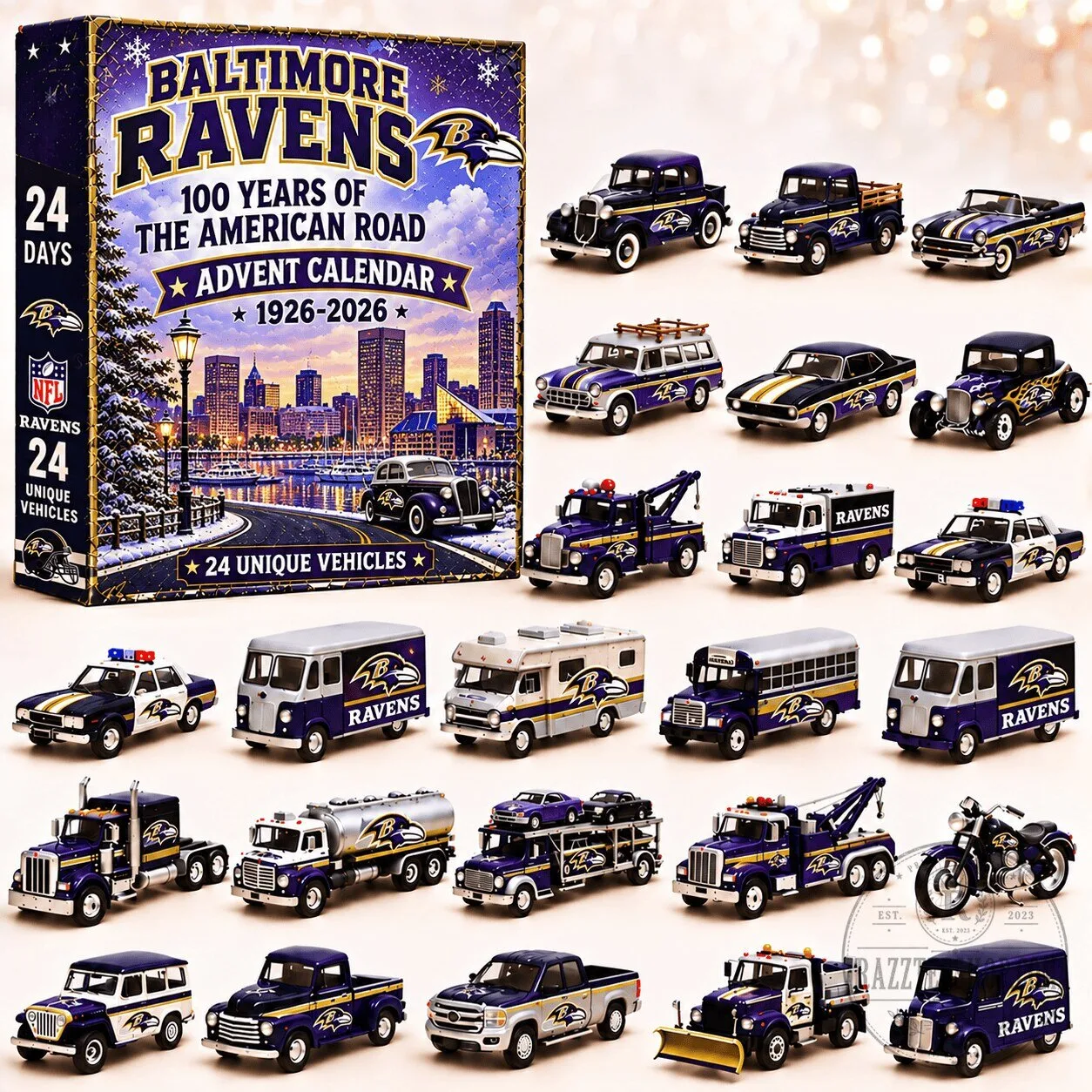 Baltimore Ravens NFL 2026 Advent Calendar 24 Unique Vehicles 3 Baltimore Ravens NFL 2026 Advent Calendar 24 Unique Vehicles